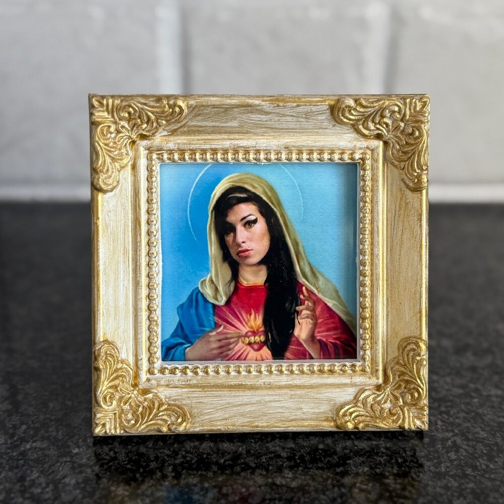 St. Winehouse Saint Amy Winehouse Print Hand Painted Gold Antique Style Frame